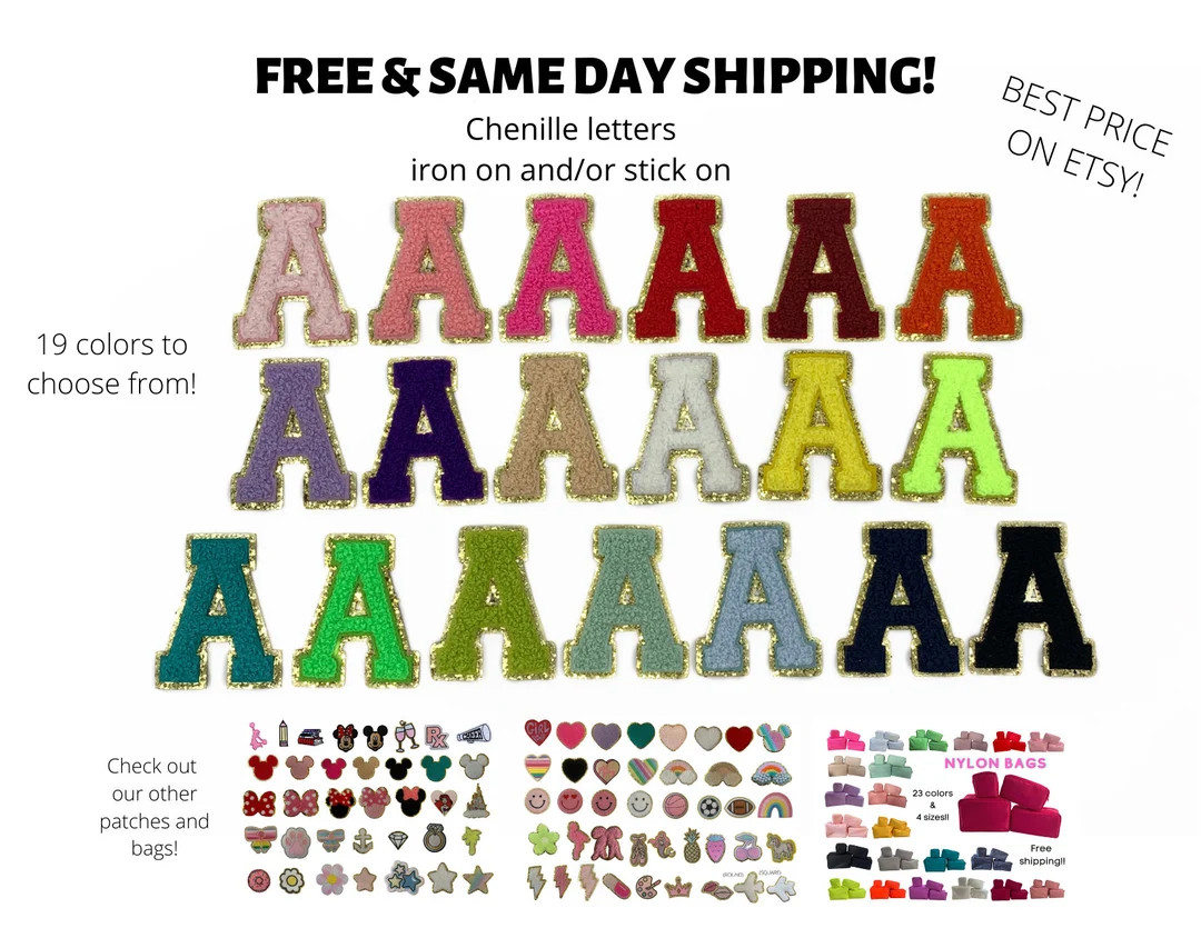 Chenille Iron on Patch and Stick on Letter Patch  A Through Z - Etsy | Etsy (US)