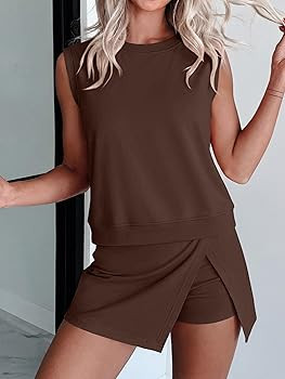 ANRABESS Women Two Piece Skirt Sets Summer Outfits Athletic Workout Tennis Lined Skort Short Set ... | Amazon (US)