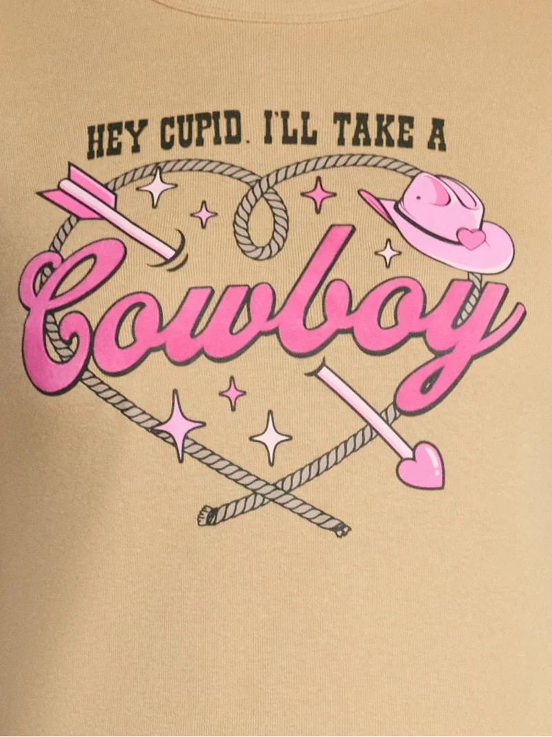 Valentine's Day Women’s Hey Cupid Cowboy Graphic Tee, Sizes XXS-XXL | Walmart (US)