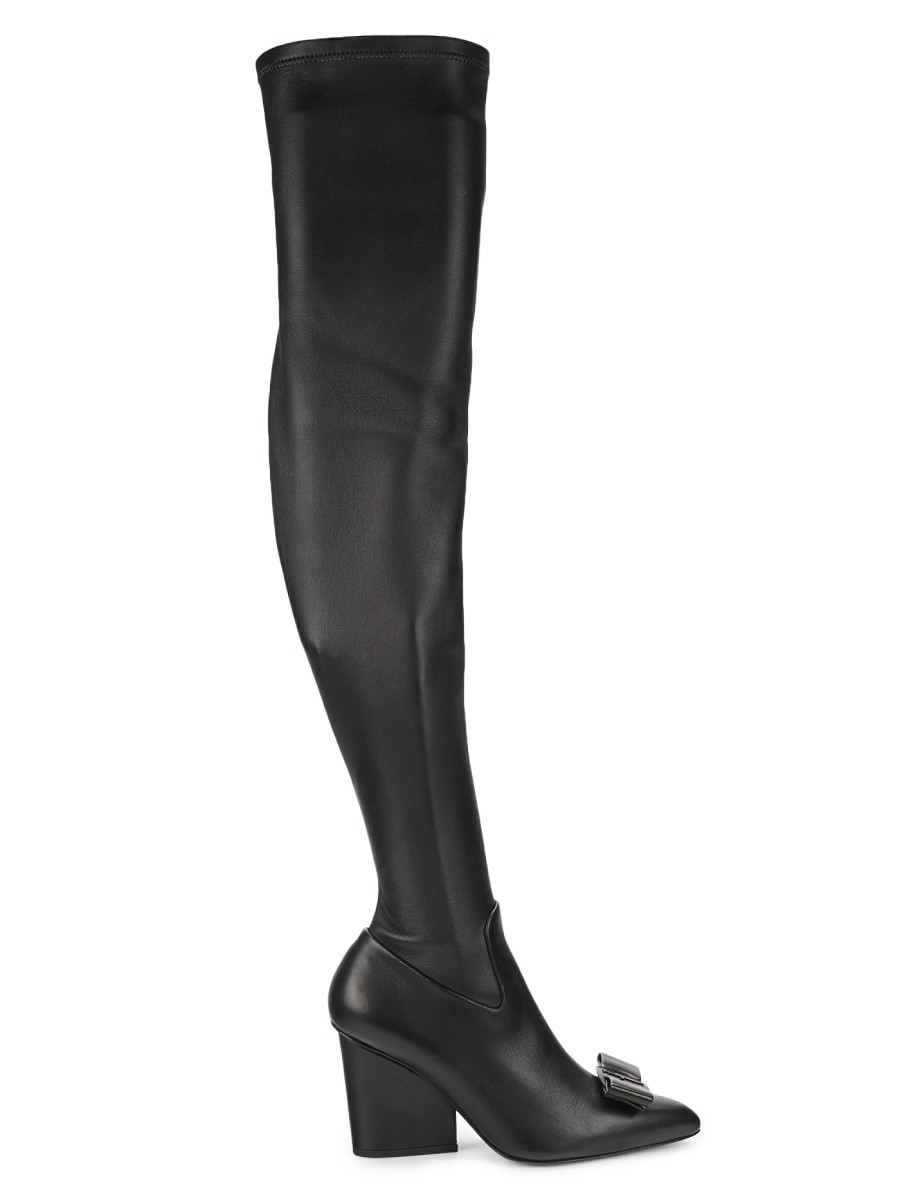 Salvatore Ferragamo Women's Leather Over-The-Knee Boots - Black - Size 5.5 | Saks Fifth Avenue OFF 5TH