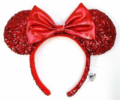 Disney Parks Red Sequins Holiday Minnie Ears Headband | eBay US