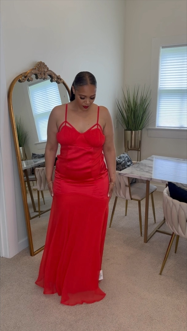 ASOS red satin dress. wearing a size 12  

#LTKMidsize