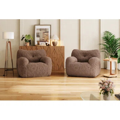 Medium Teddy Fabric Bean Bag Chair (Set of 2) | Wayfair North America