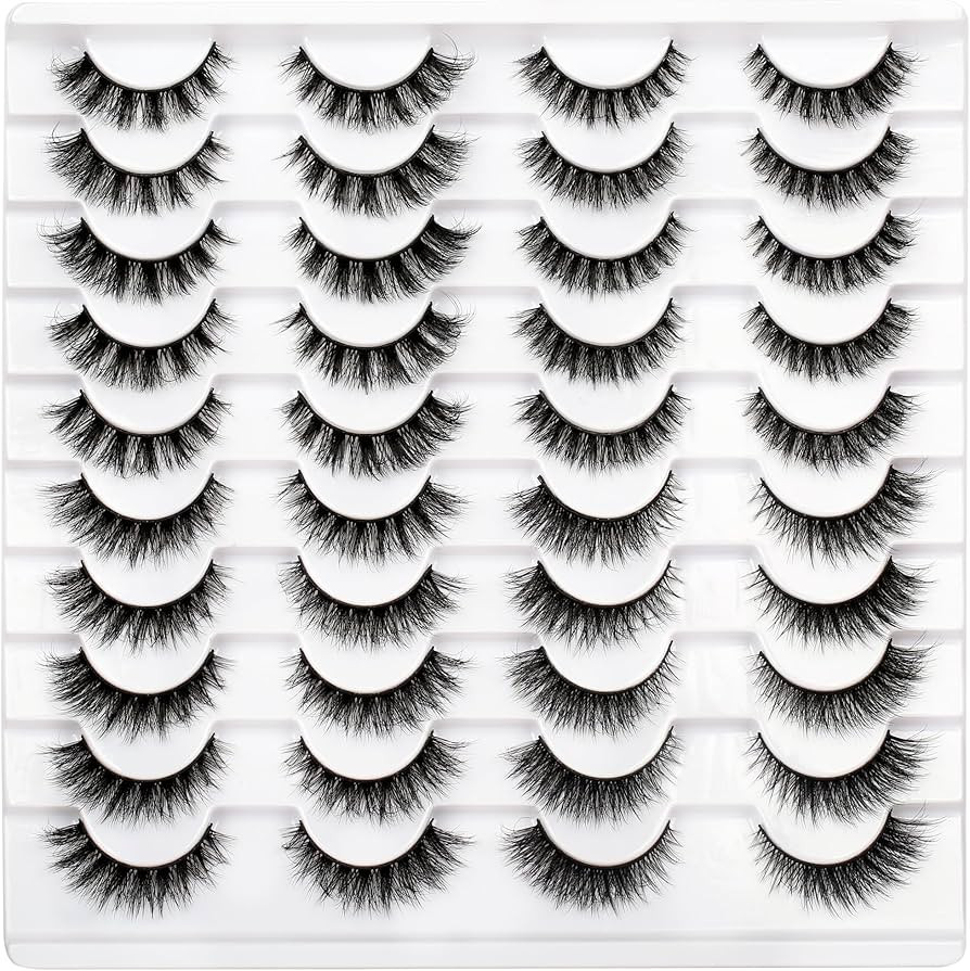 Pooplunch False Eyelashes 20 Pairs Wispy Cat Eye Lash Natural Extension Volume 12-15MM Faux Mink ... | Amazon (US)