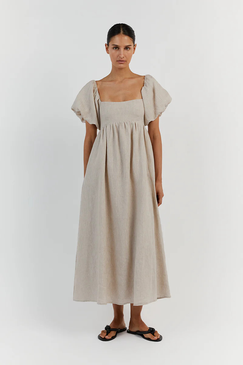 MONTY NATURAL LINEN MIDI DRESS | DISSH