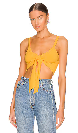 Sydney Tie Crop Top in Mustard | Revolve Clothing (Global)