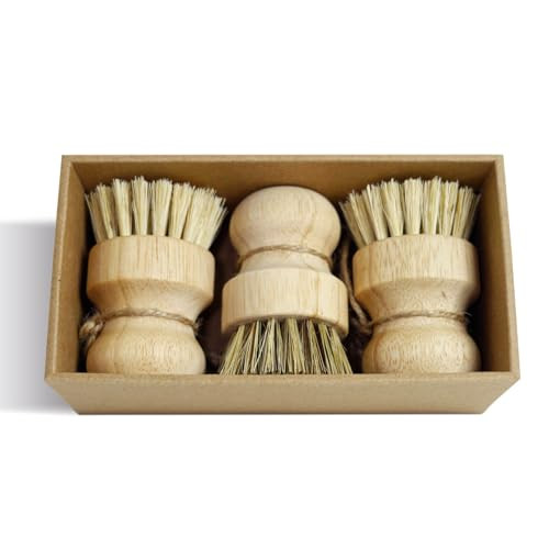 3PCS Bamboo Scrub Dish Brushes for Kitchen-Delicate Natural Washing Brush, can be Used to Clean Iron pots, Plates and Some Vegetables and Fruits Surface, is a Good Choice for Home Kitchen Clean. | Amazon (US)