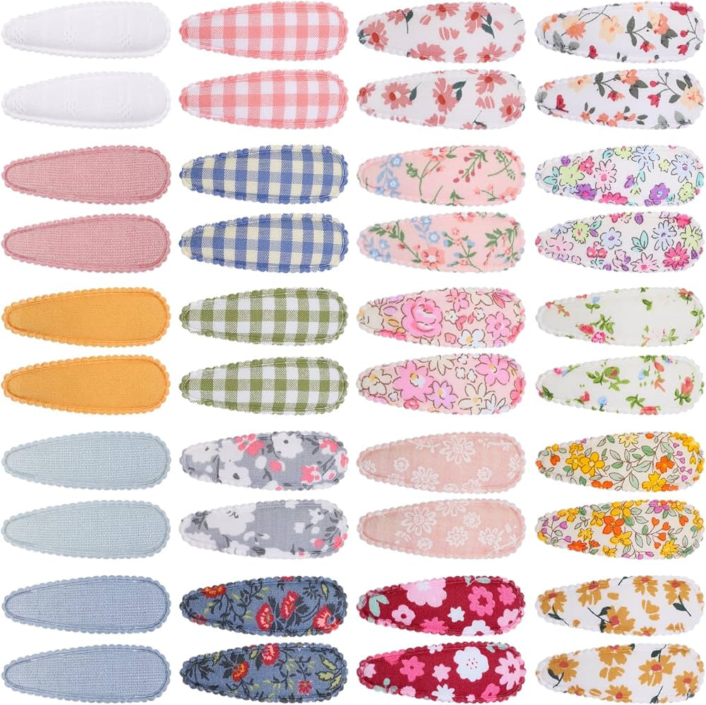 Choicbaby 40 Pcs Toddler Hair Clips Floral Print Girl Hair Clips for Girls Non Slip Wrapped Snap ... | Amazon (US)