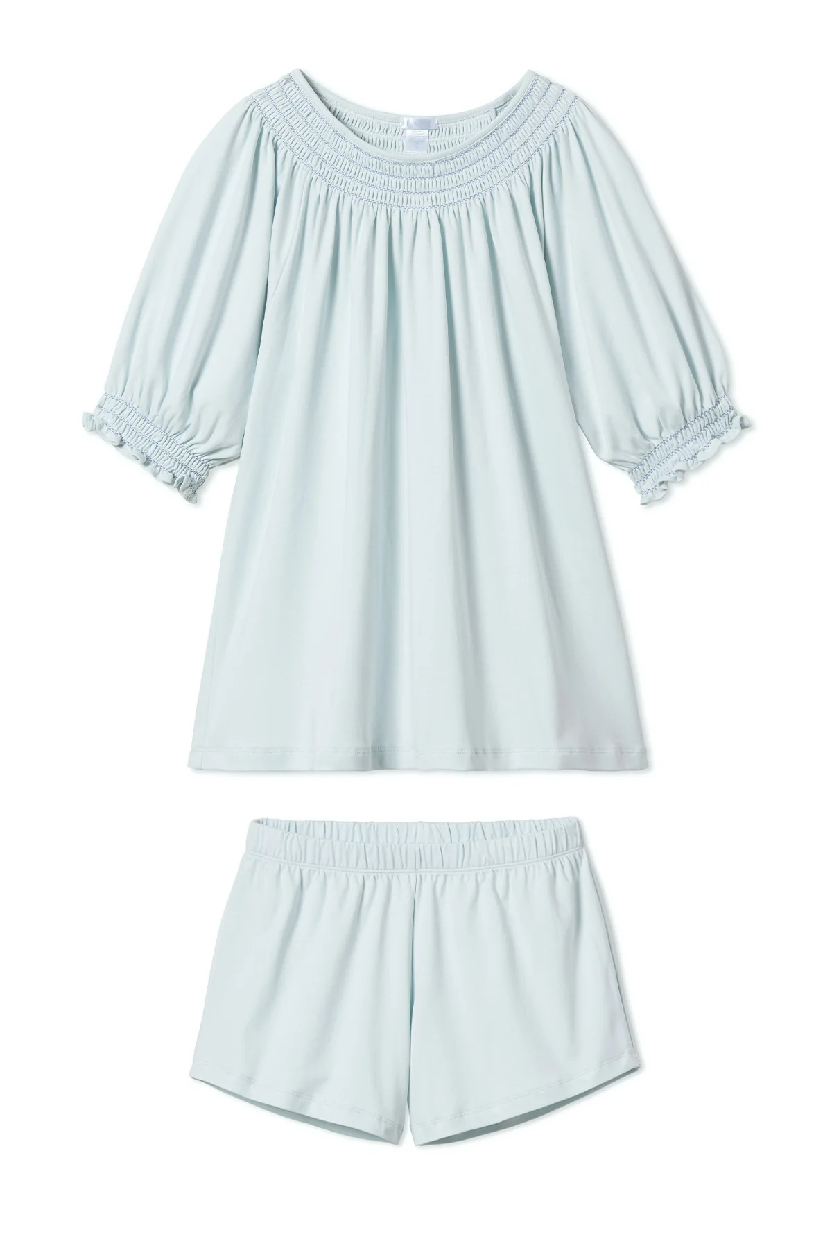 Pima Smocked Shorts Set in Air | LAKE Pajamas