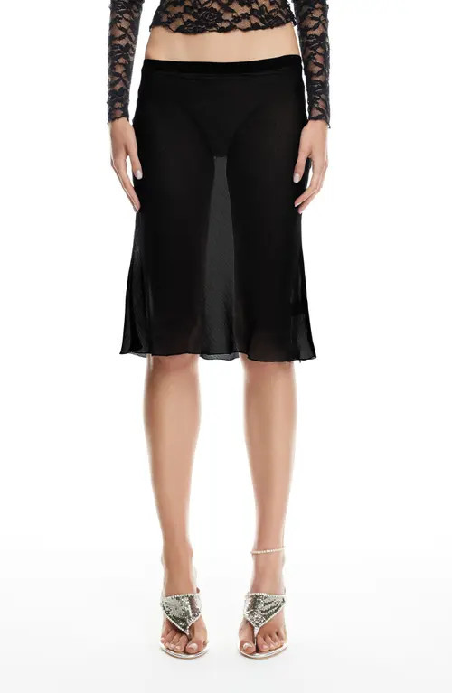 LIONESS Shoreline Semisheer Skirt in Obsidian at Nordstrom, Size Large | Nordstrom