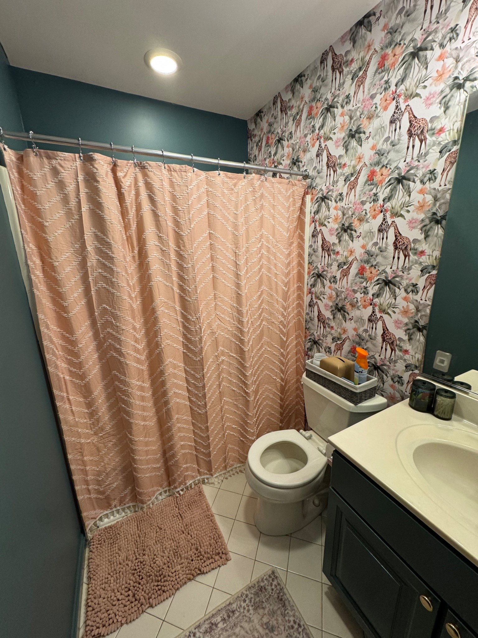 Updated my daughters’ bathroom with wallpaper, paint and new shower curtain and rugs! The color combo is so pretty ❤️

#LTKdayinmylife #LTKHome #LTKKids