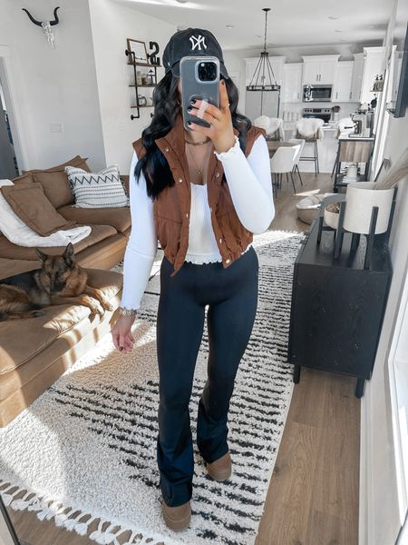 Top — small
Vest — small
Pants — small (I also have them in a small tall & the length is INCREDIBLE! Should work perfectly for my taller girls 🙌🏼)

athleisure outfit | cold weather outfit | winter outfit | comfy outfit ideas | comfy outfits | casual outfits | cropped puffer vest | yoga pants | flared leggings | platform Ugg boots | running errands outfit



#LTKfindsunder100 #LTKstyletip #LTKfindsunder50
