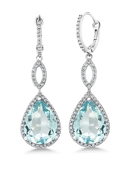 Gem Stone King 925 Sterling Silver Dangle Earrings 2 Inch 16X12MM Pear Shape 2inches | Amazon (US)