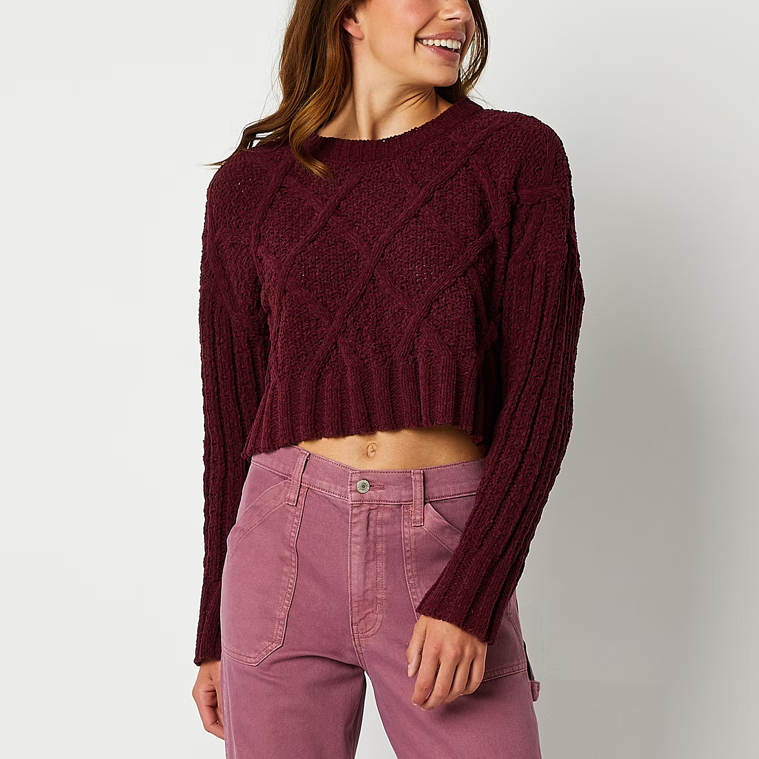 Arizona Juniors Womens Crew Neck Long Sleeve Pullover Sweater | JCPenney