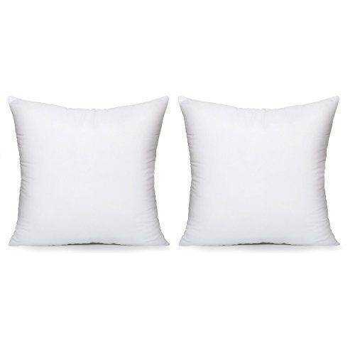 Acanva Hypoallergenic Pillow Insert Form Cushion Euro Sham, Square, 20" L x 20" W, Set of 2 | Amazon (US)