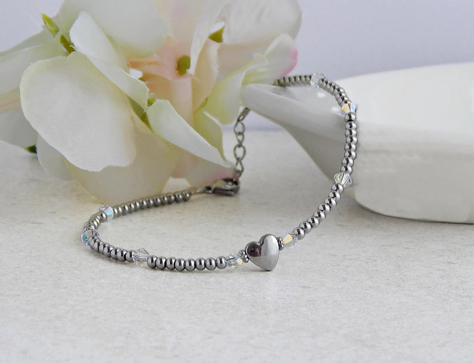 Anklets for Women, Heart Ankle Bracelet, Stainless Steel Anklet, Waterproof Anklet, Hypoallergeni... | Etsy (US)