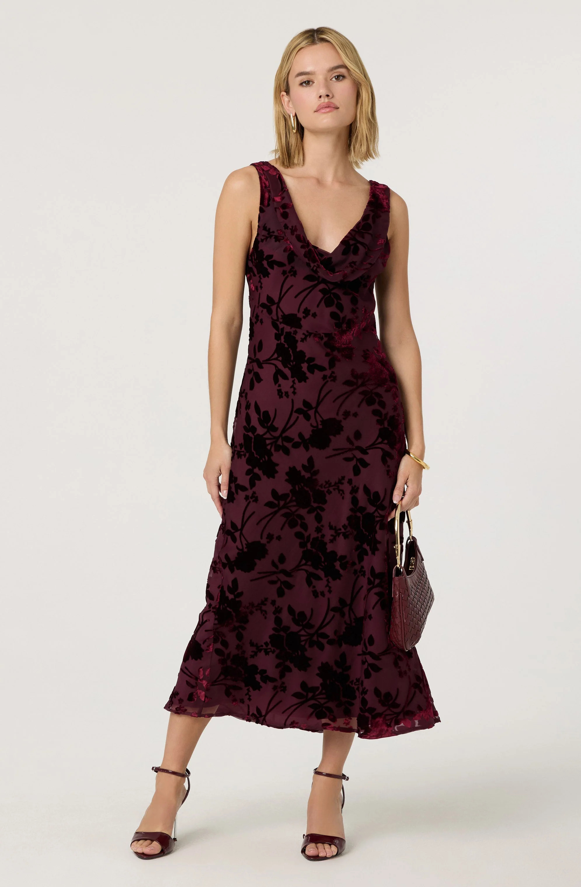 Floris Burnout Floral Maxi Dress - Wine / XS | ASTR The Label (US)