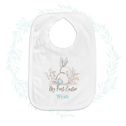 Click for more info about Boy My First Easter Bib | cottontail bunny personalized 1st easter baby bib | blue cottontail bun...