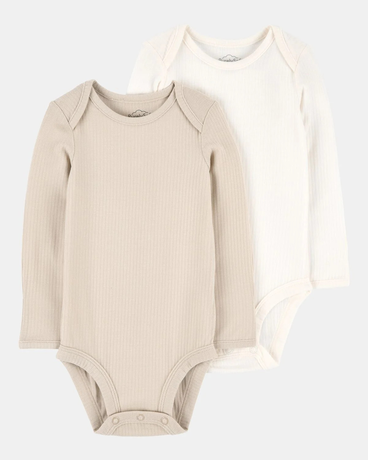 Baby 2-Pack Long-Sleeve PurelySoft Bodysuits - Khaki/Ivory | Carter's Inc