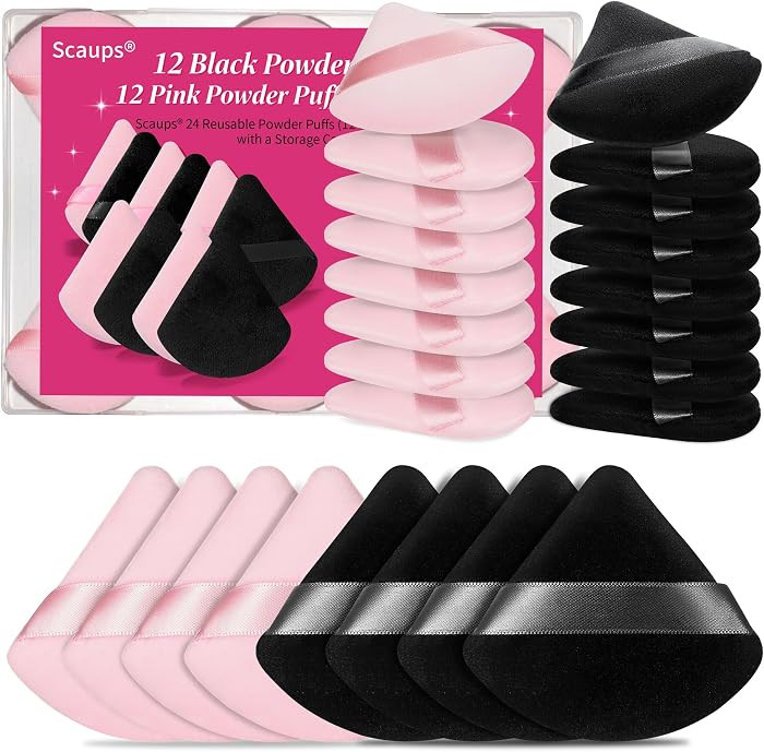 24Pcs Black and Pink Powder Puff, Triangle Powder Puffs, Powder Puffs for Makeup and Cosmetic Fou... | Amazon (US)