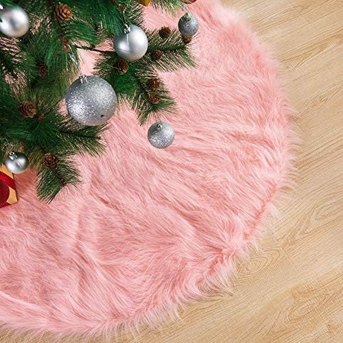 Pink Christmas Tree Skirt 36 Inches, Long Luxury Cozy Faux Fur Xmas Tree Skirt Elegant Décor, 1 ... | Amazon (US)