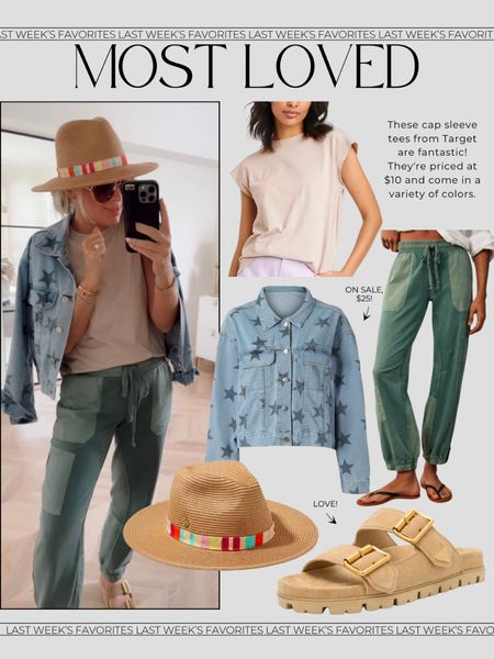 Best seller tee & sandals! 
The best cap sleeve target tees! $10 and several colors. I’m in small.

Summer top. Travel outfit. Casual outfit. Denim jacket. Sandals. 

#LTKSaleAlert #LTKStyleTip #LTKFindsUnder50