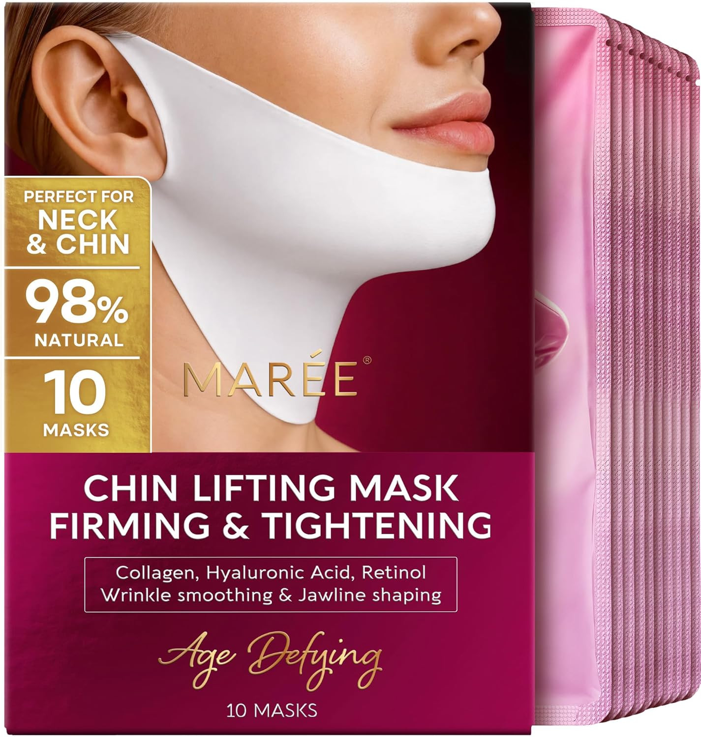 MAREE Anti Aging V Line Lifting Mask - Neck & Chin Lifting Mask - 10 Ct | Amazon (US)
