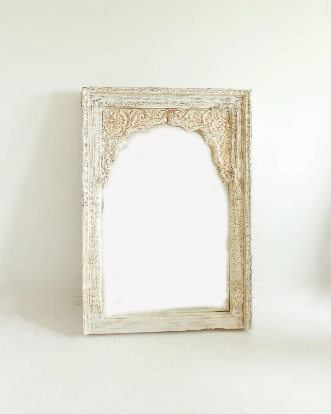 Rustic Hand Carved Wooden Mirror with Arched Frame, Arched Mirror, Hand Carved Indian Mirror, Ind... | Etsy (US)