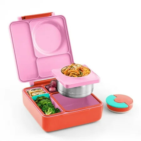 OmieBox Bento Box for Kids - Insulated Bento Lunch Box with Leak Proof Thermos Food Jar - 3 Compartments, Two Temperature Zones - Pink Berry by OmieLife | Walmart (US)