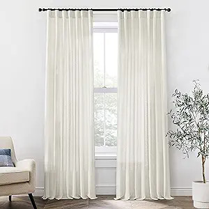 XTMYI 100 Inch Curtains 2 Panels Set Custom Length Back Tab Linen Window Sheer Curtain Drapes for... | Amazon (US)