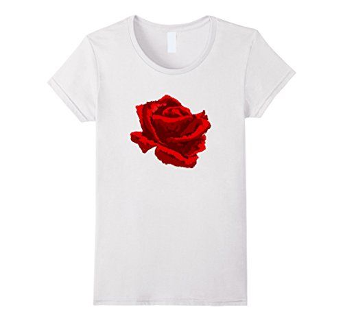 Women's Rose Flower T shirt Tshirt tee Small White | Amazon (US)