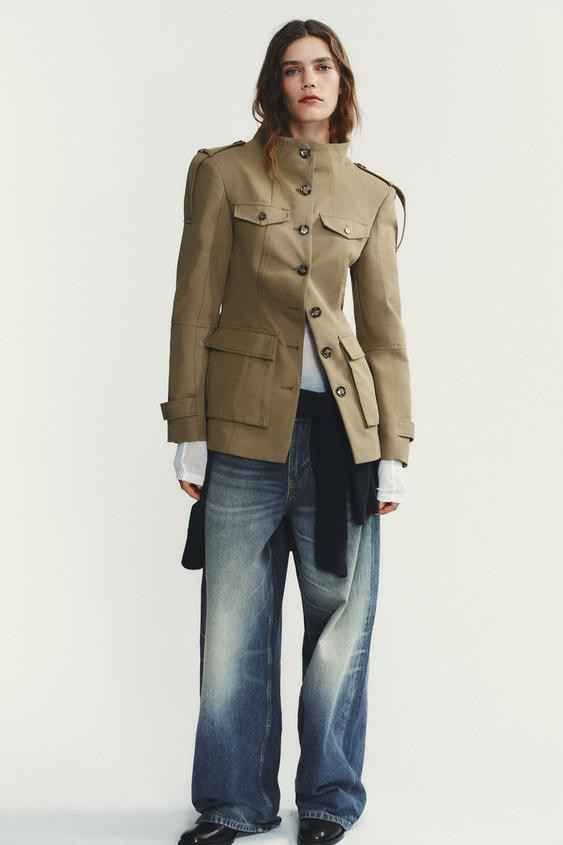 JACKET WITH SHOULDER TABS AND POCKETS | Zara UK
