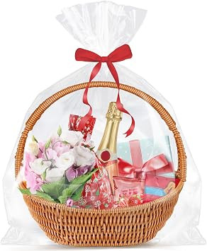 Clear Basket Bags 15Pack 18"x24" Large Clear Cellophane Bags Cello Bags for Gift Wrapping Packagi... | Amazon (US)