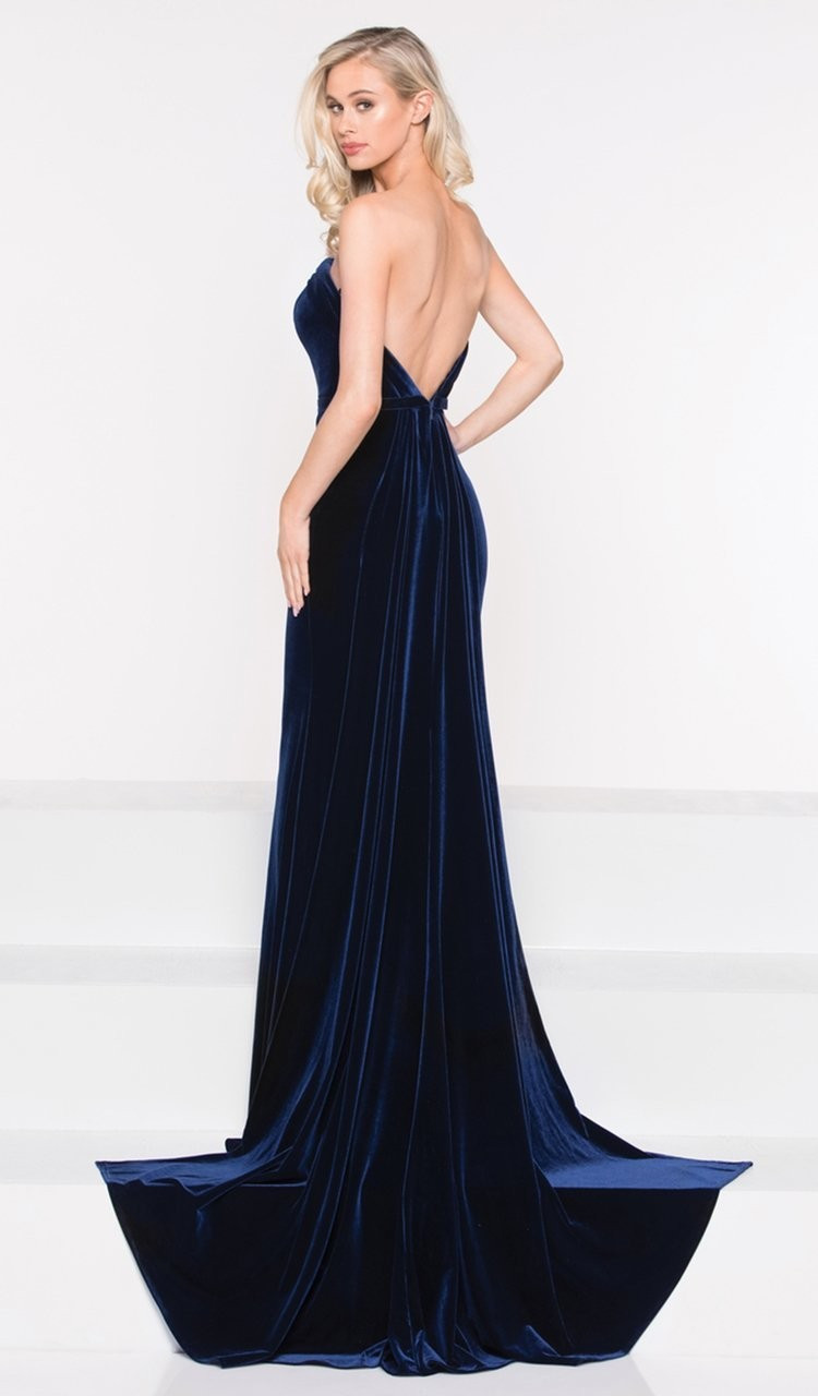 Colors Dress - 2005 Strapless Velvet Sheath Dress With Train | Couture Candy