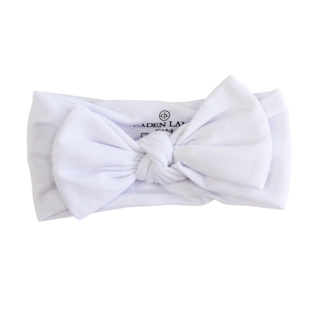 Solid White Knit Large Bow Headwrap | Caden Lane