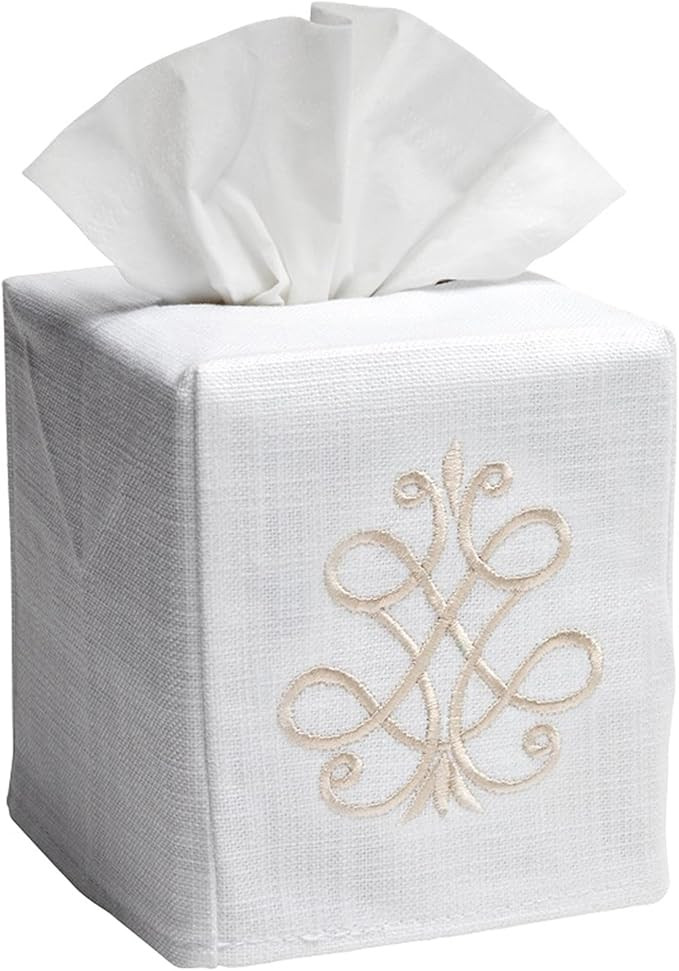 Square Tissue Box Cover, Linen/Cotton Fabric Tissue Holder, Decorative Cloth Tissue Cube Cover, S... | Amazon (US)