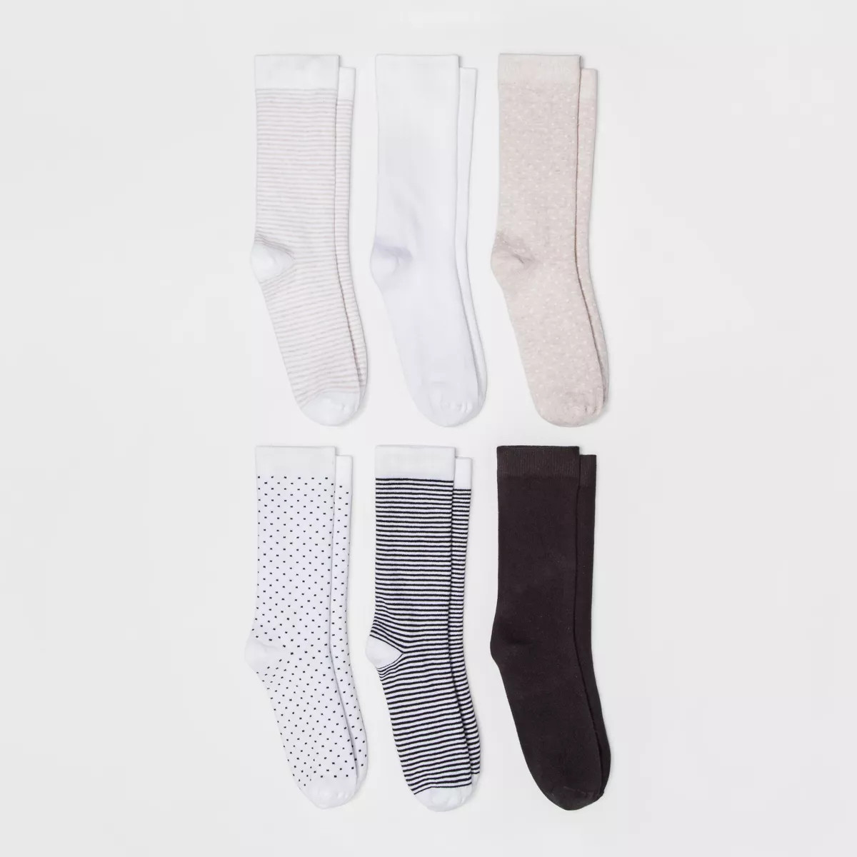Women's Multipattern 6pk Crew Socks - A New Day™ White 4-10 | Target
