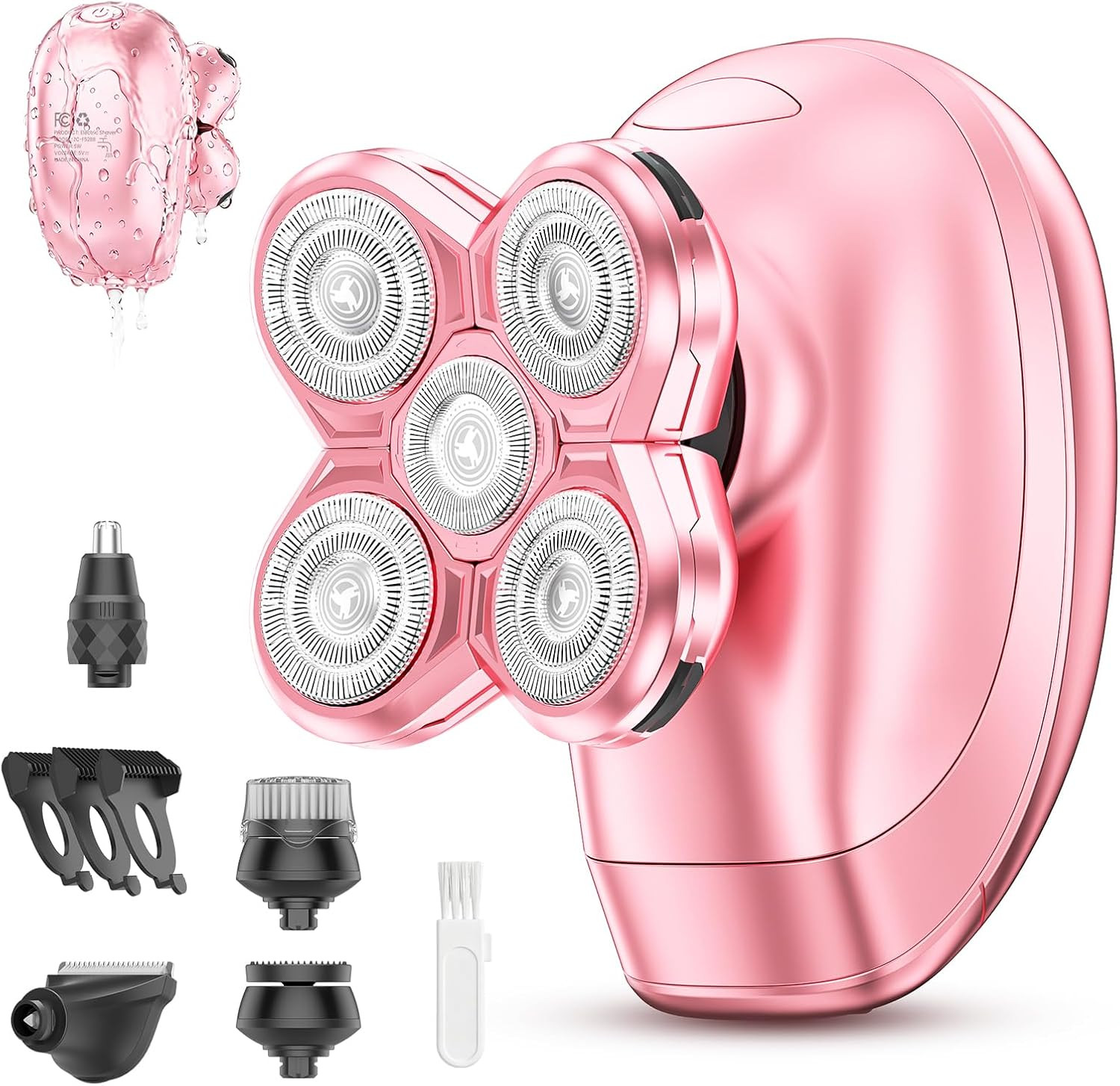 5-in-1 Electric Razors for Women, Portable Electric Shavers for Full Body, Waterproof Wet/Dry, Rechargeable Hair Remover for Lady Legs, Face, Underarms, Lips, Arms | Amazon (US)