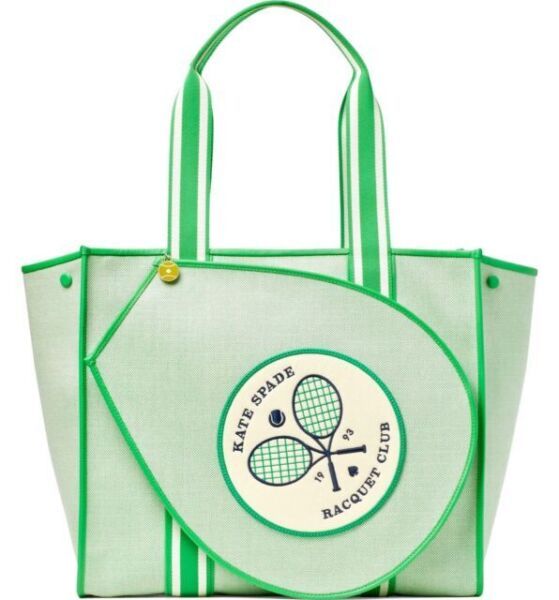 kate spade new york Courtside Canvas Large Tennis Tote -Green | eBay US
