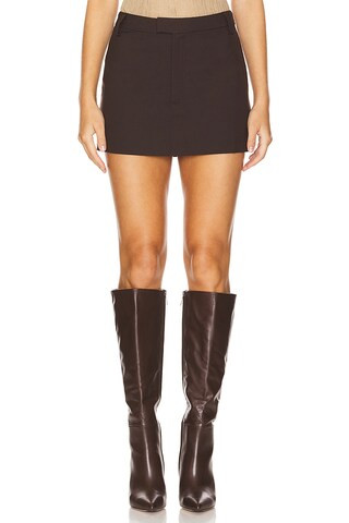 Bardot Maika Mid Rise Mini Skirt in Dark Chocolate from Revolve.com | Revolve Clothing (Global)