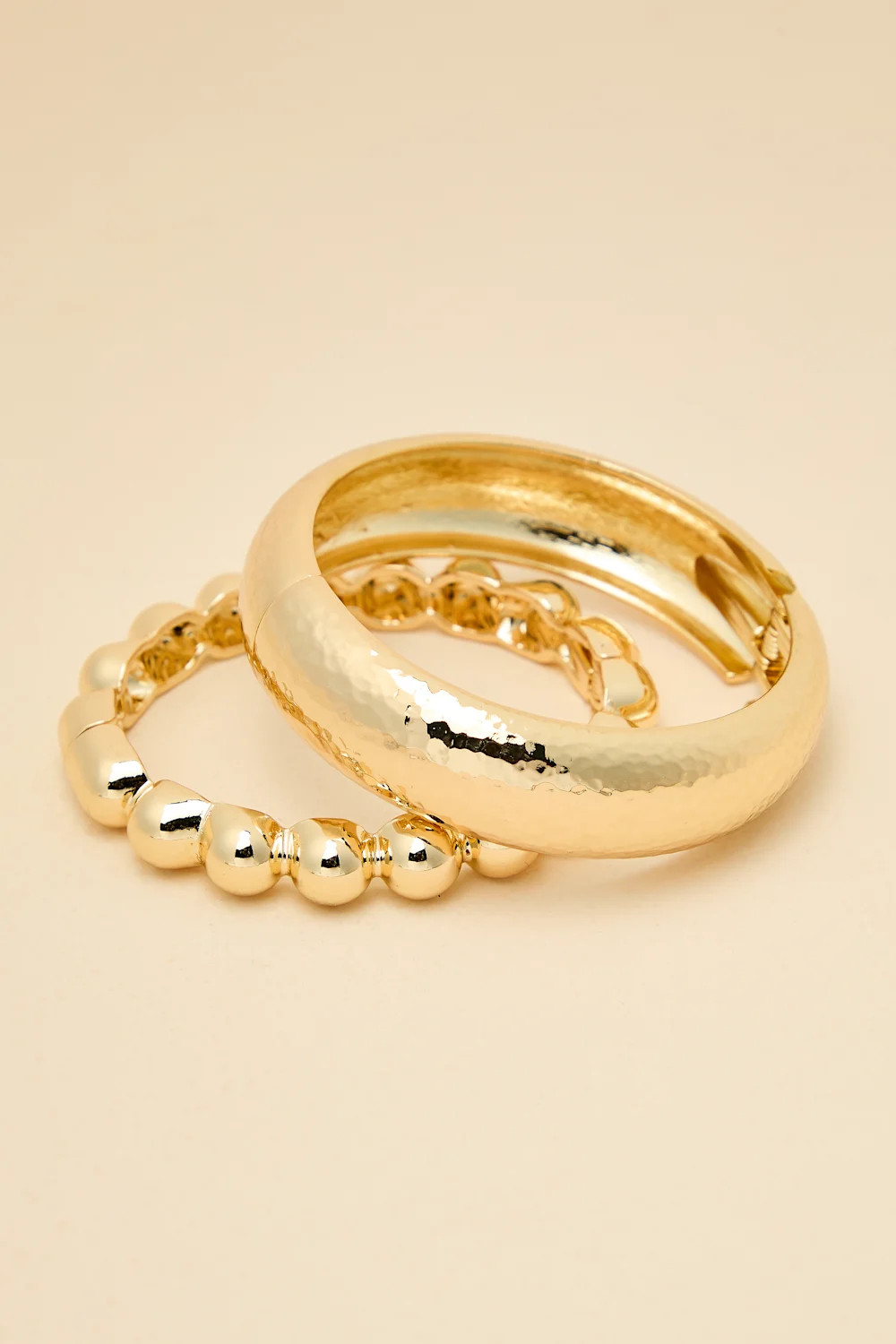 Chelsey Gold Textured Two-Piece Cuff Bracelet Set | Lulus