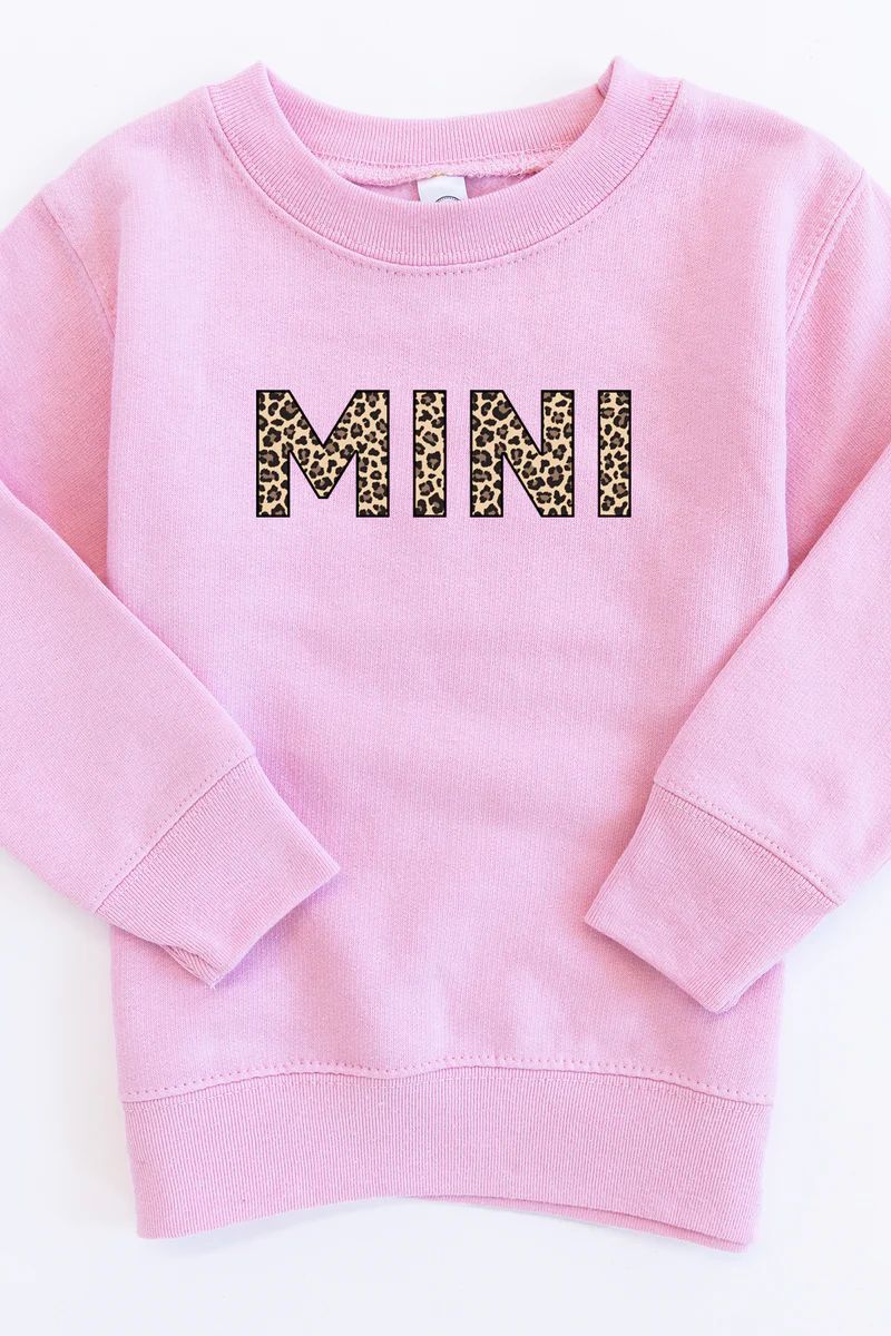 Mini Animal Print Toddler Sweatshirt Light Pink | The Pink Lily Boutique