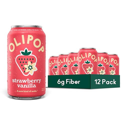 OLIPOP Prebiotic Soda Pop, Strawberry Vanilla, Pantry Pack Packed with Prebiotics, Fiber, and Botanicals, Gluten Free, GMO Free, 12oz (12-Cans) (Packaging May Vary) | Amazon (US)