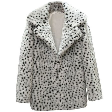 TAIAOJING Womens Shacket Jackets Winter Mid-Length Suit Snow White Leopard Print Coat Streetwear Coa | Walmart (US)