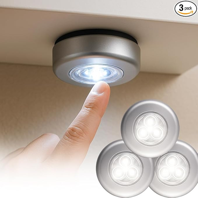 3 Pcs Touch Tap Light with 3 LED Wireless Stick On Push Light Operated Night Light for Closet Cab... | Amazon (US)
