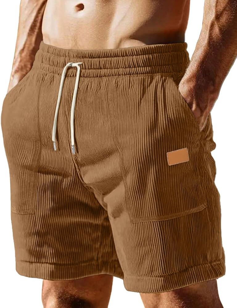 Sailwind Men's Casual Corduroy Shorts Lightweight Elastic Waist Drawstring Summer Beach Shorts | Amazon (US)