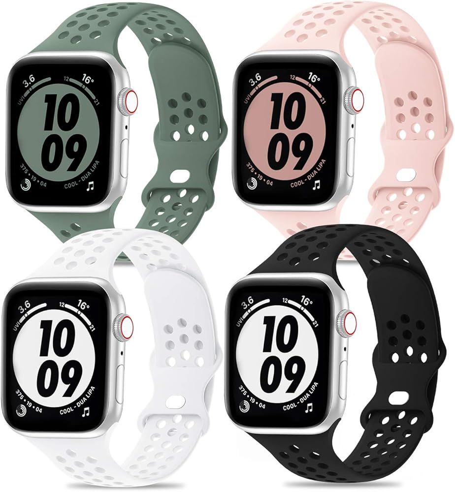iWabcertoo Compatible with Apple Watch Bands 38mm 40mm 42mm 44mm,4 Packs Sport Breathable Soft Si... | Amazon (US)