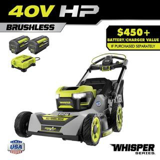 40V HP Brushless Whisper Series 21. in Walk Behind Self-Propelled All Wheel Drive Mower - (2) 6.0... | The Home Depot