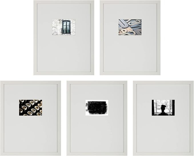 Instapoints 5 Piece Gallery Wall Picture Frame Set 16" x 20" Matted to 5" x 7" with Offset Mat & ... | Amazon (US)