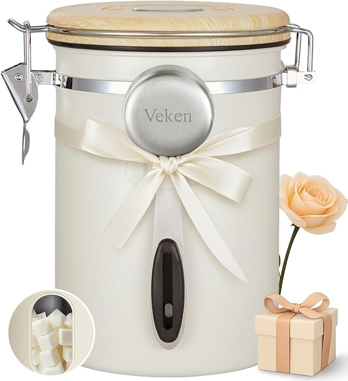 Veken Coffee Canister with Window, Coffee Lover Gift Set,Airtight Stainless Steel Kitchen Food St... | Amazon (US)